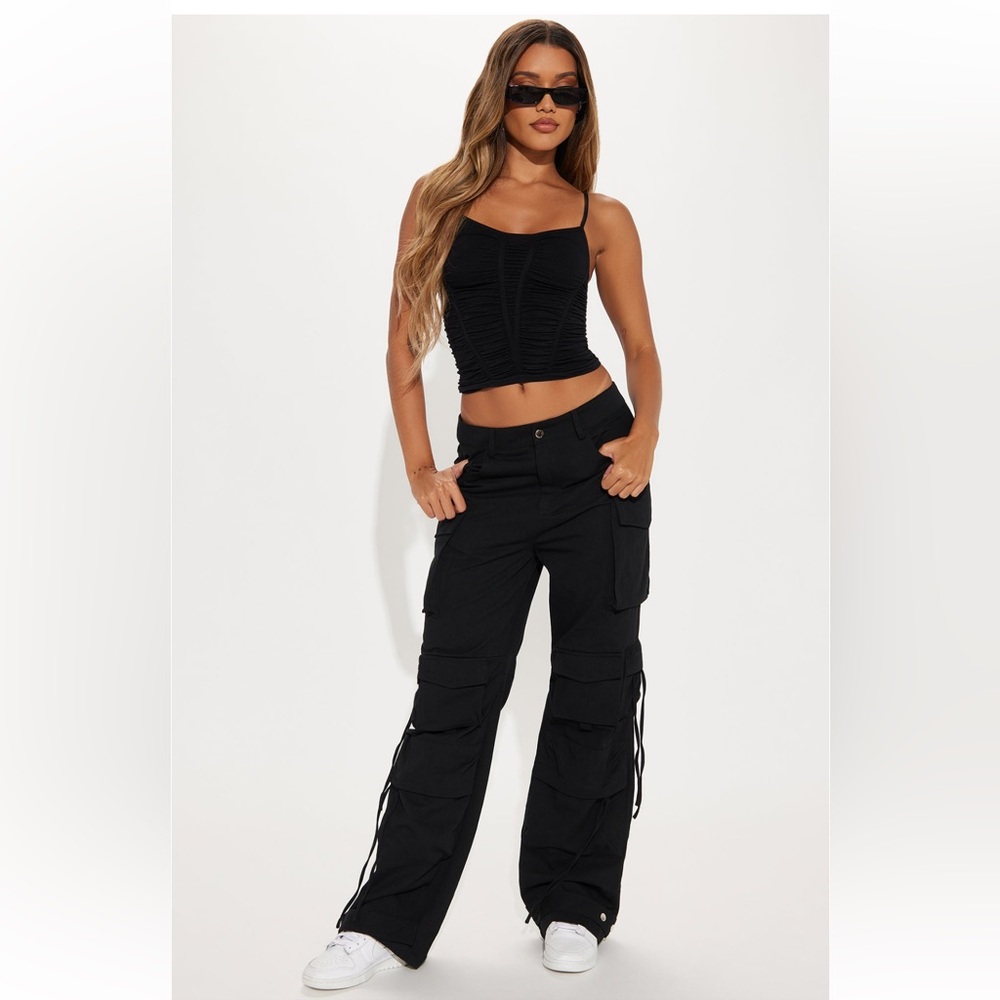 Fashion nova “on my hot girl walk” black cargo pants